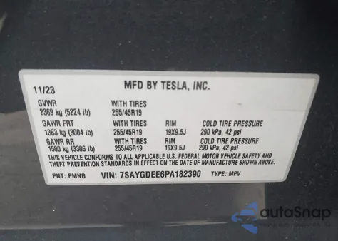 2023 Tesla Model Y Awd/Long Range Dual Motor All-Wheel Drive from USA, damaged, VIN 7SAYGDEE6PA182390